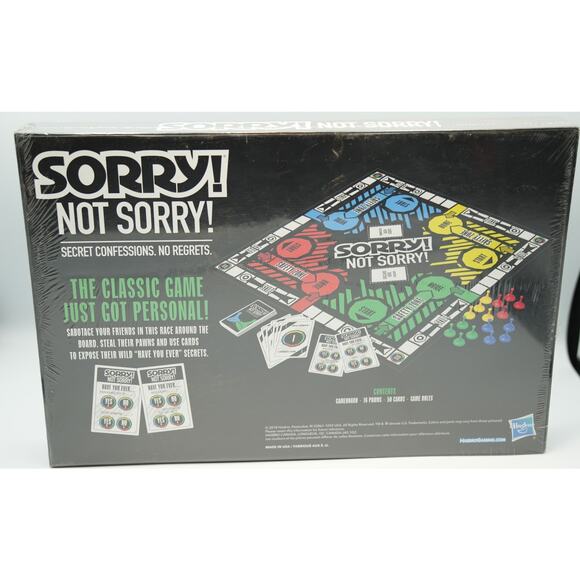 Sorry! Not Sorry! Adult Board Game New Pristine Hasbro Party Game - Picture 2 of 2